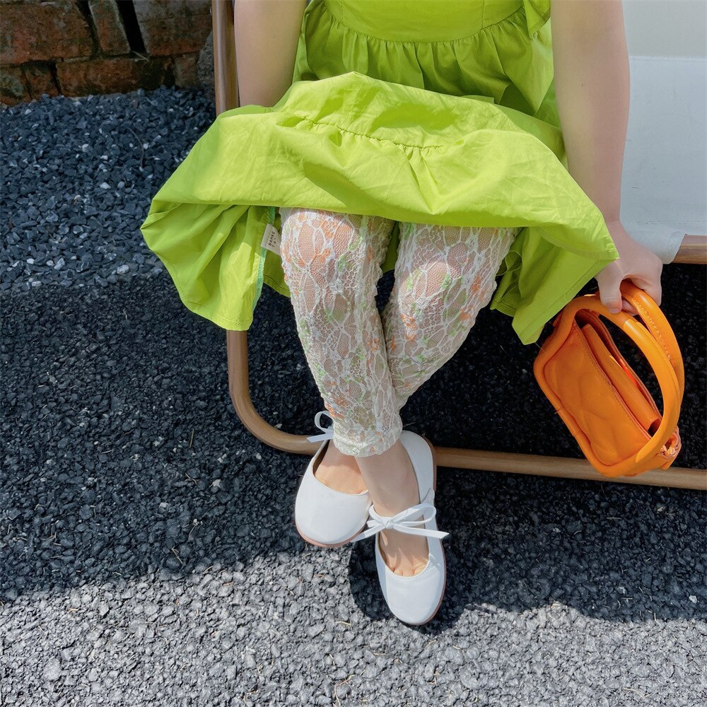 2342A abbigliamento per bambini Leggings in pizzo estate 2022 nuovi pantaloni coreani per bambini pantaloni sottili in pizzo da ragazza