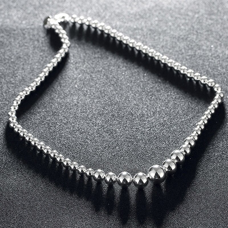 925 silber Halsband Halskette Für Frauen Hochzeit Silber Große Perle Lange Kette Ball Halsketten Schmuck