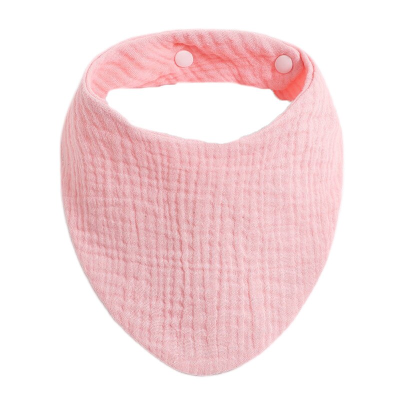 Baby Bibs Infant Soft Cotton Bib Newborn Solid Color Stripe Snap Button Triangle Saliva Towel Boy Girls Feeding Drool Burp Cloth: Pink