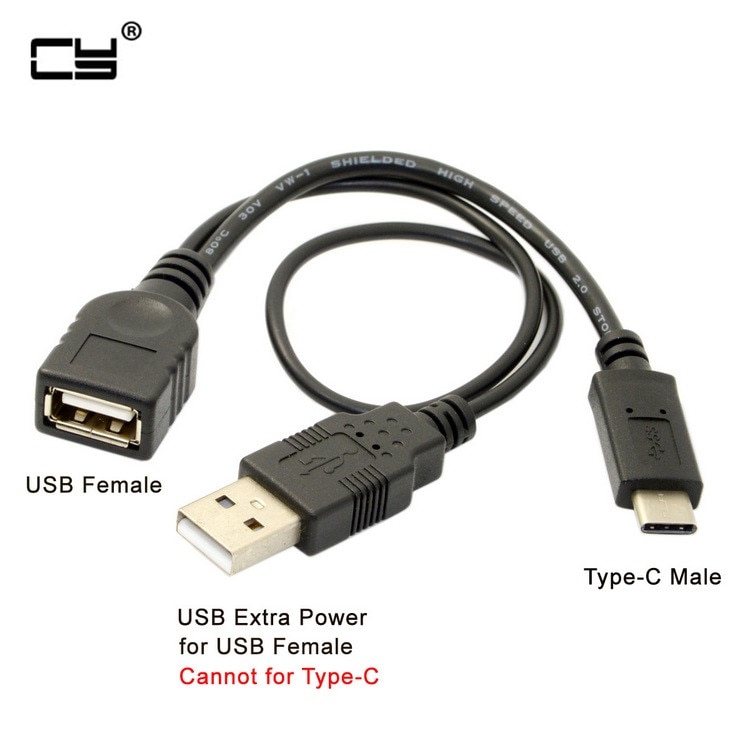 USB-C USB 3.1 Type C Male Connector naar EEN Vrouwelijke OTG Datakabel met Extral Power kabel 20 cm