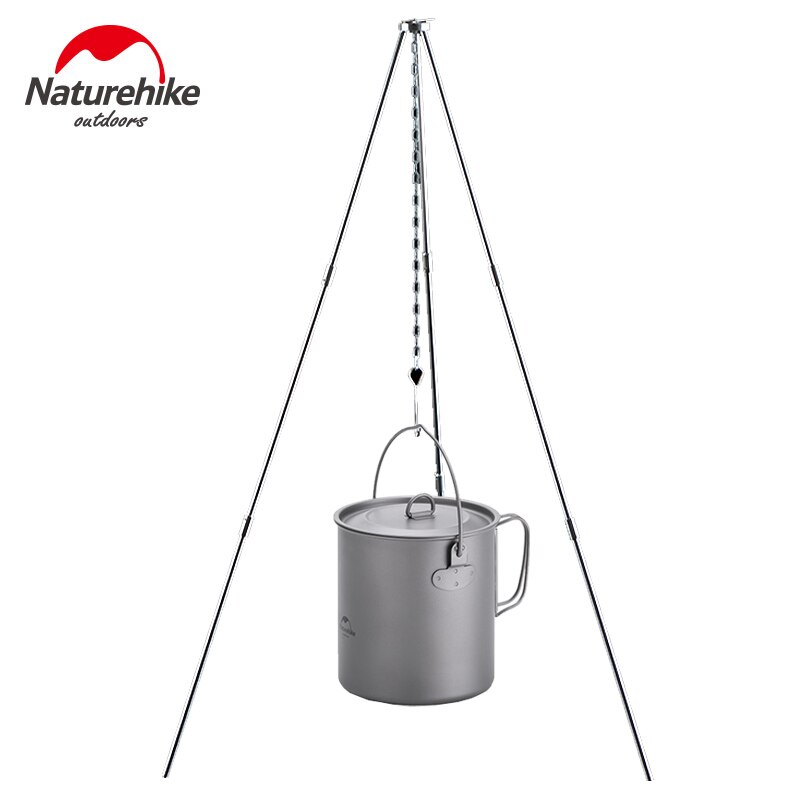 Naturehike acampamento ao ar livre panelas conjunto pote de titânio frigideira cozinhar piquenique pendurado pote com tripé portátil utensílios de mesa