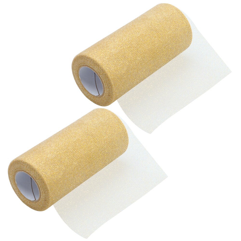 2 Rolls Wedding Decorative Tulle Roll Glitter Tulle Ribbon Fabric Tulle Spool