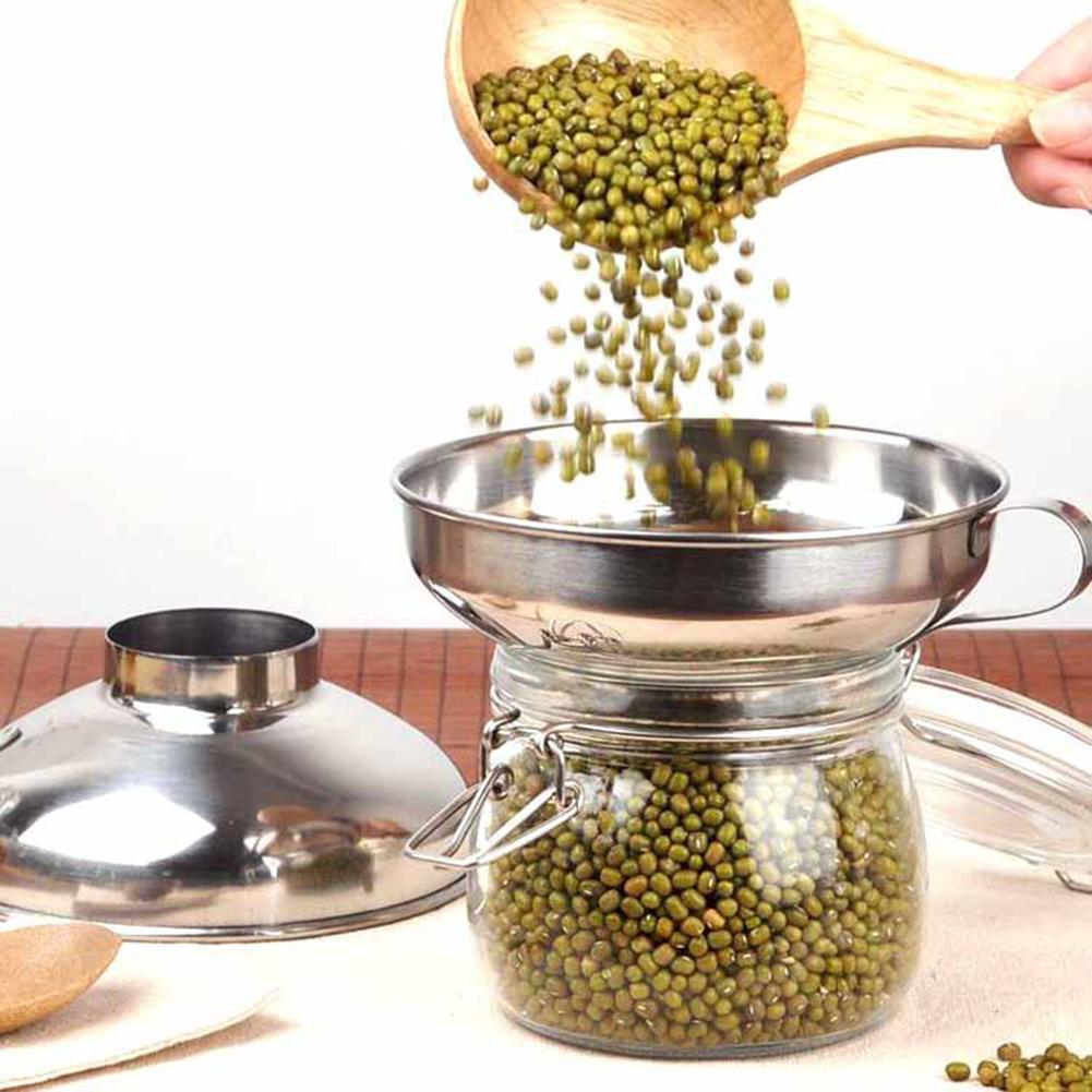 Jarra de boca ancha de acero inoxidable, embudo de botella, taza, aceite, granos de vino, tolva, herramienta de apertura de vástago ancho, permite alimentos grandes