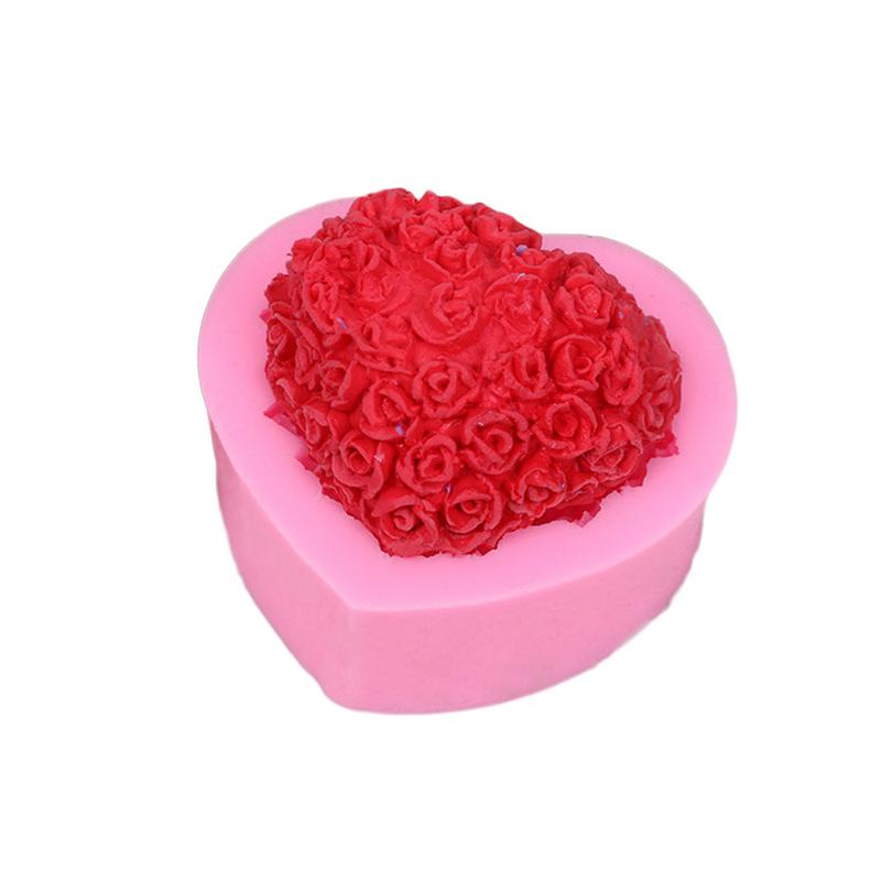 DIY Zachte Klei Handgemaakte Zeep Puddingvorm Hart Rose Patroon Fondant Chocolade Roos Bloem Zeep Siliconen Mal