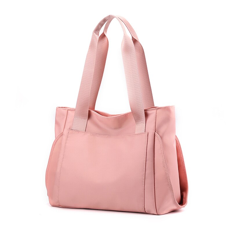 Bolsa de ombro feminina ao ar livre portátil bolsa de viagem feminina grande capacidade saco de senhoras tote de náilon sacola de compras bolsas: Rosa