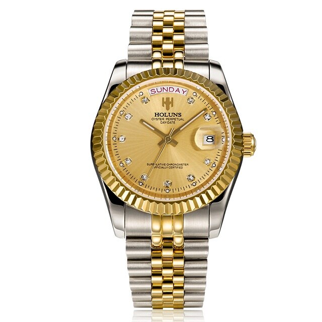 Holuns Women Watches Ladies Watch Top Brand Luxury Gold Role Classic Female Quartz Watch Diamond Waterproof Relogio Feminino: men-37mm-3
