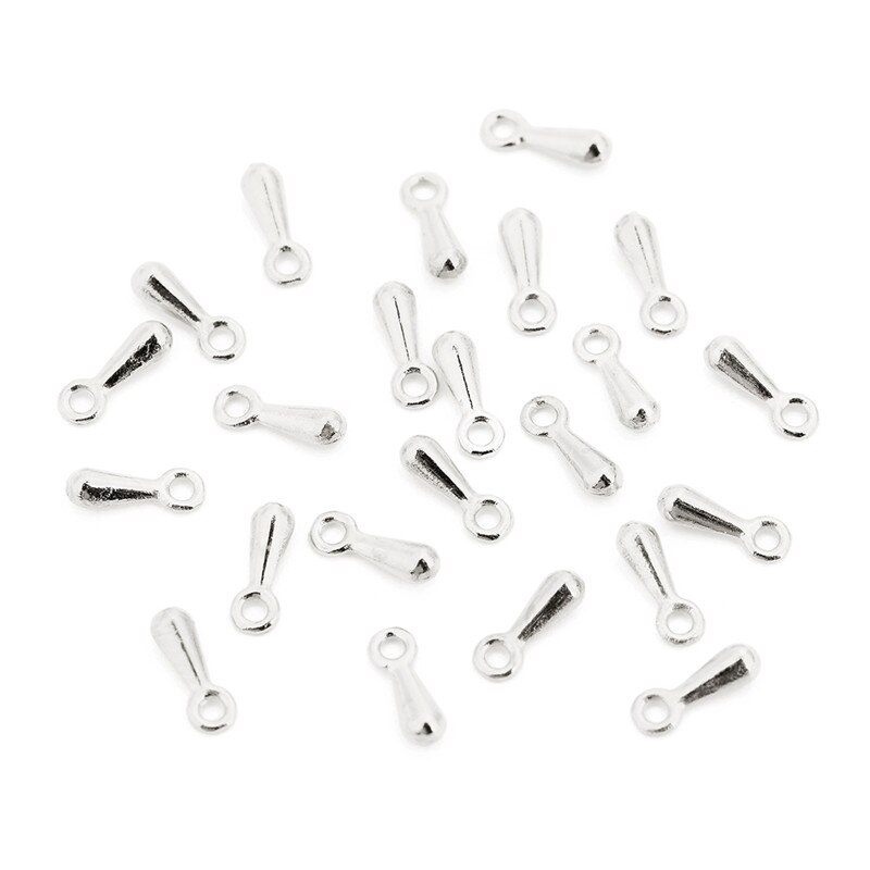 100pcs Tear Tail Extend Chain Water Charms Findings 2x7mm 3x9mm Gold/Silver/Rhodium Color End Beads For DIY Jewelry Making: silver / 3x9mm