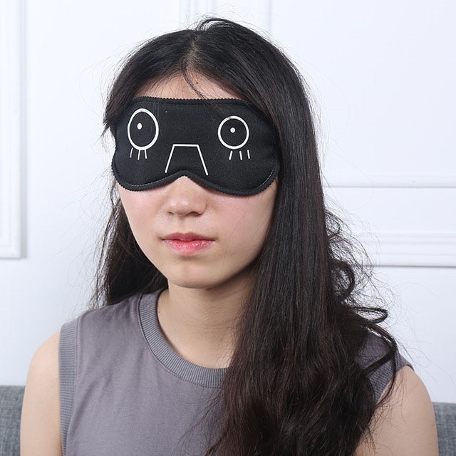 1Pcs Cartton Sleep Mask Black Mask Bandage On Eyes Sleeping Eye Mask Eye Shade Travel Sleep Tools