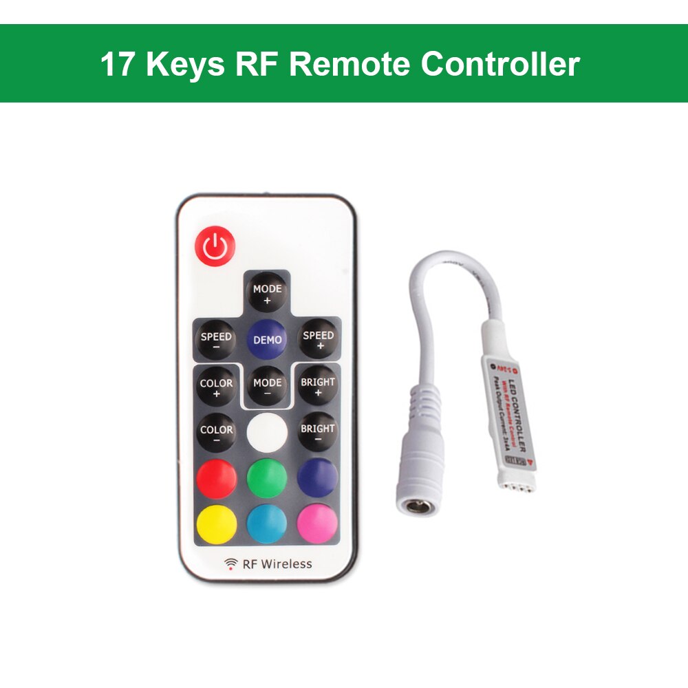 Dc 12V Bluetooth Wifi Draadloze Rgb Controller Muziek Ir Rf Led Verlichting Strip Remote Controller Voor Rgb Led Strips verlichting 5050 2835: 17Keys RF Controller