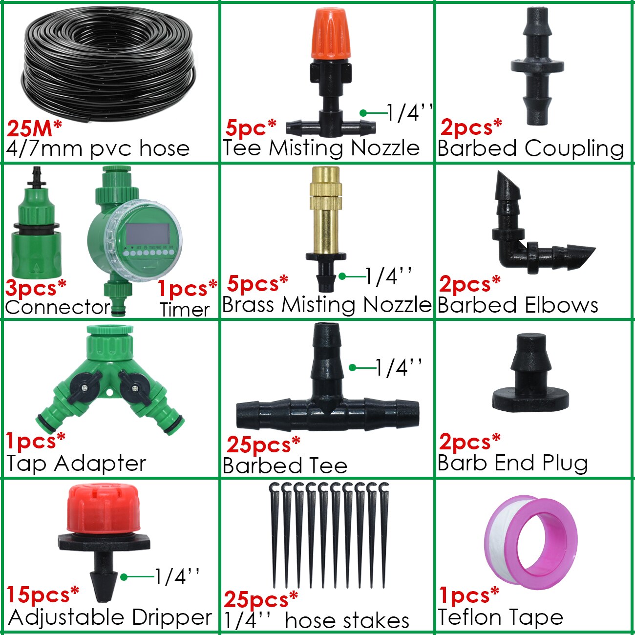 KESLA-sistema de riego automático para jardín, controlador de temporizador, microgoteo, sistema de enfriamiento por pulverización, 5M-50M: Verde