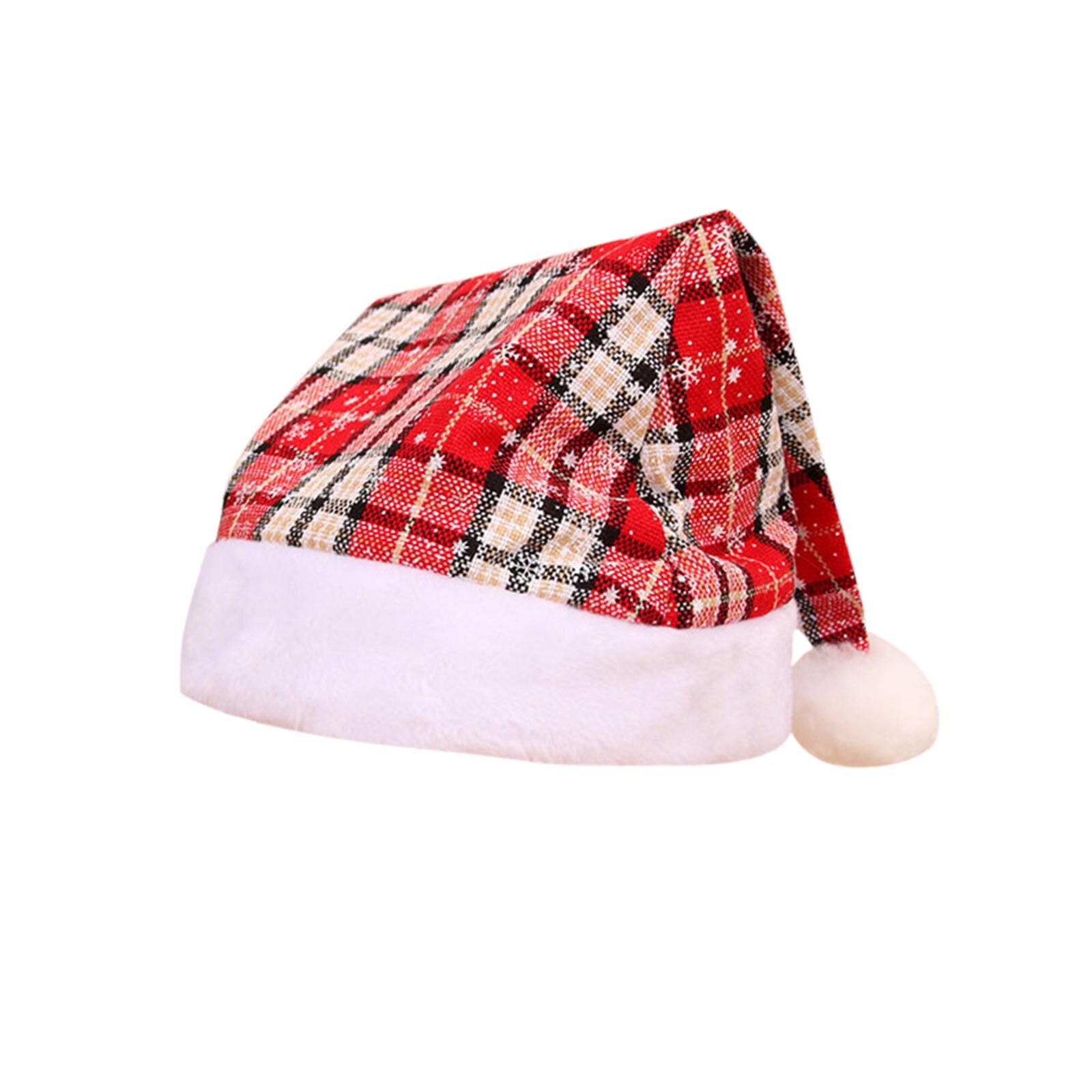 1PC Christmas Hat Plaid Santa Hat and Traditional Red for Christmas Costume Party Retro Classic Cosplay Cap новый год шапки