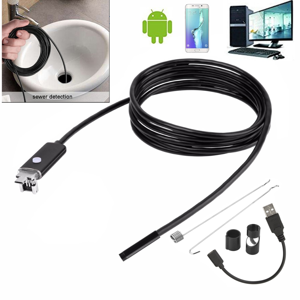 5.5mm 7mm 1M 2M Usb-kabel Waterdichte 6LED Android Endoscoop 1/9 CMOS Mini USB Endoscoop inspectie Camera Borescope