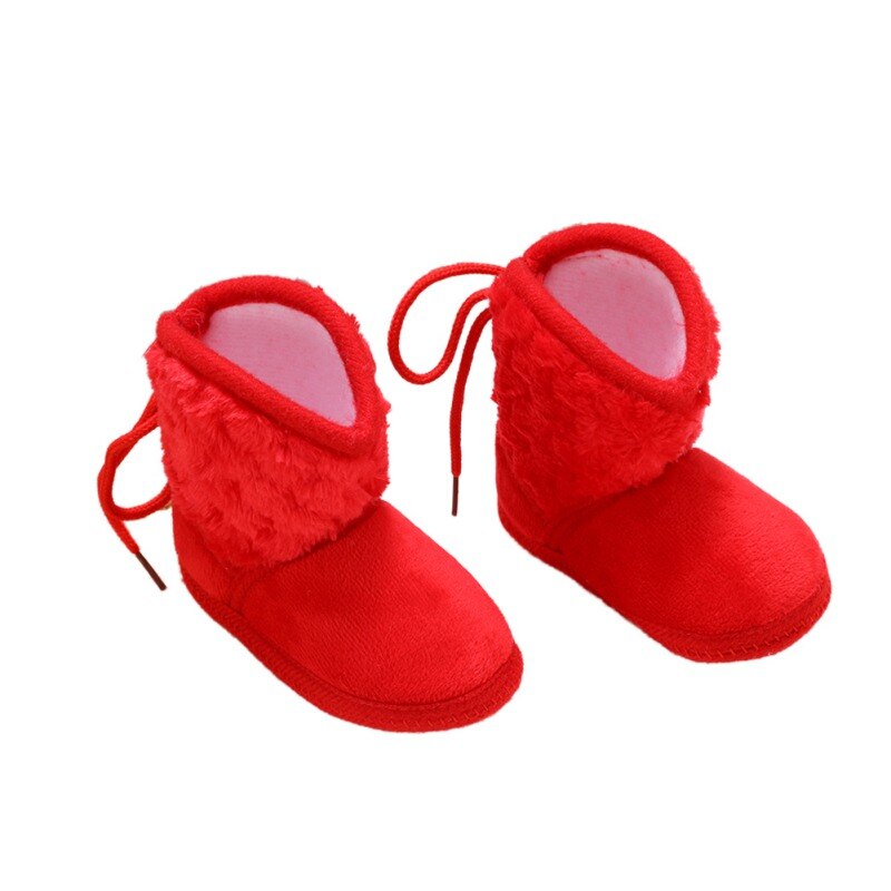 Neugeborenen Baby Stiefel Winter Warm Einfarbig Plus Samt Krawatte Blumen Neue Baby Mädchen Stiefel 0-18M