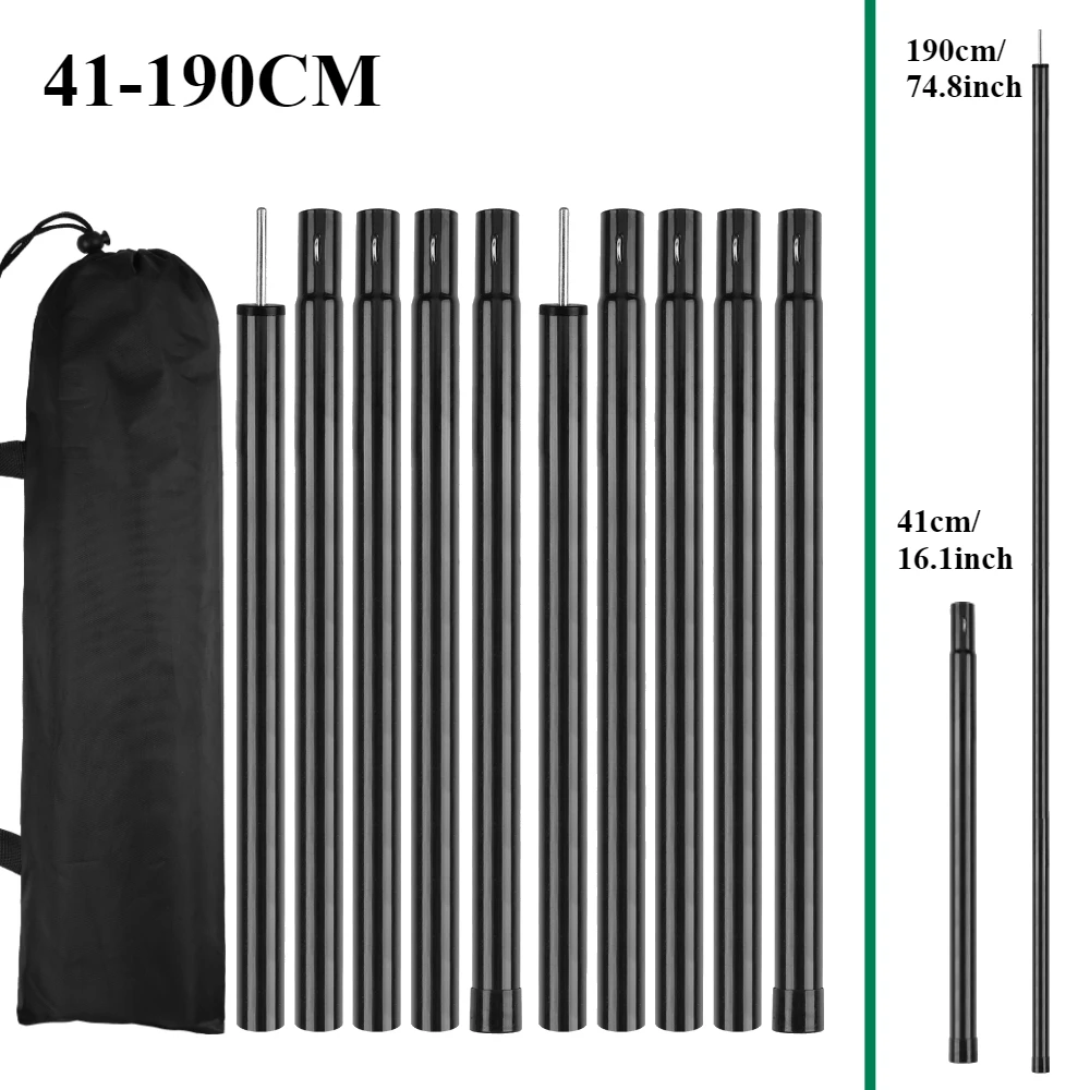 Zestaw 2 masztów namiotowych robić plandeki Regulowane maszty kempingowe Składany maszt namiotowy robić wędrówek z plecakiem Markiza Namiot Schronienie: Czerwony