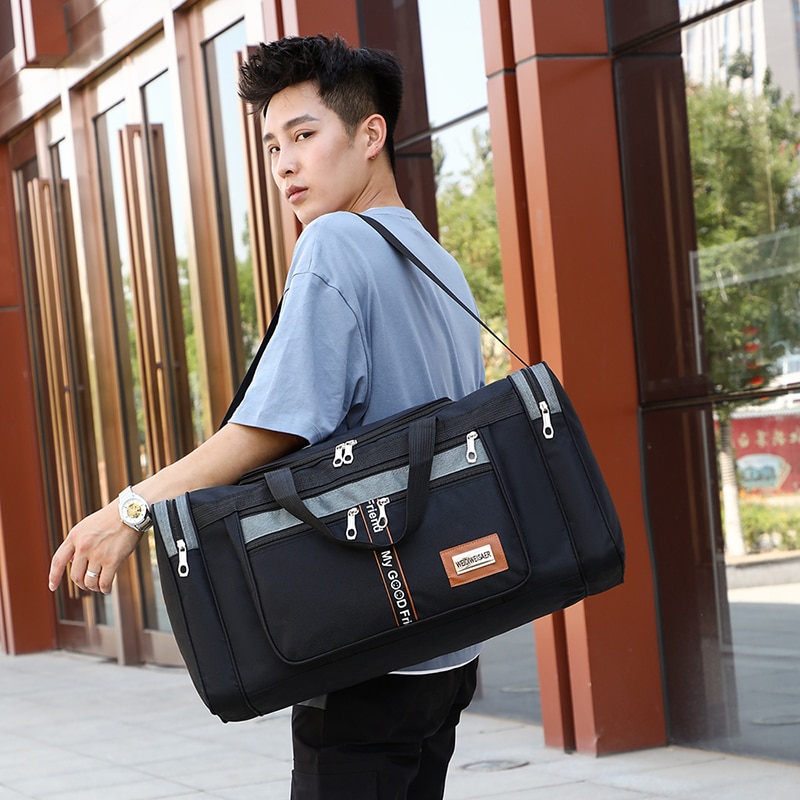 Grand sac de voyage en toile pour hommes et femmes, fourre-tout de cabine, à main en Nylon, imperméable, à bandoulière, de week-end, de sport