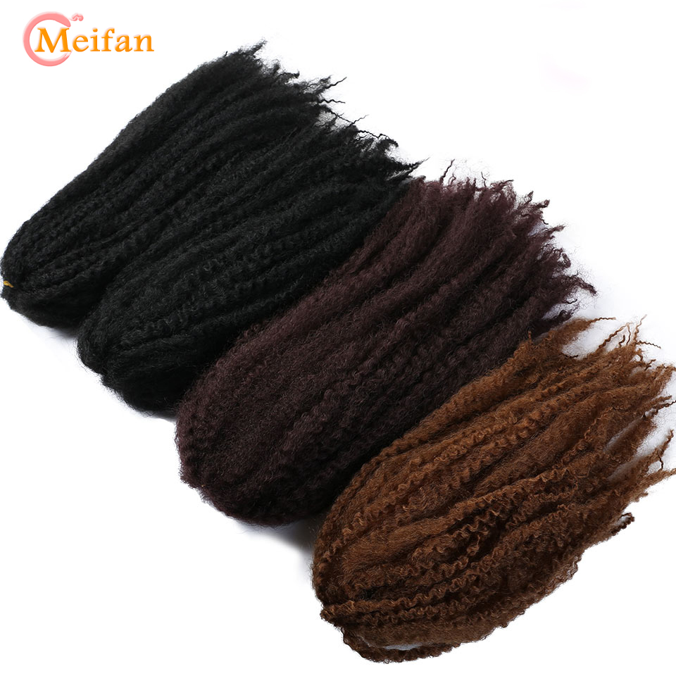 Meifan afro kinky twist hår hæklede fletninger blødt flet hår 18 tommer krøllet hæklet fletning hårtilbehør