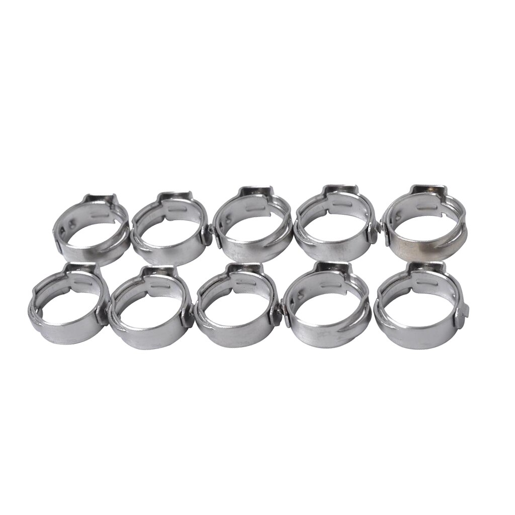 10 Pieces Stainless Steel Single Ear Adjustable Band Hose Clamps 7.0mm-8.7mm