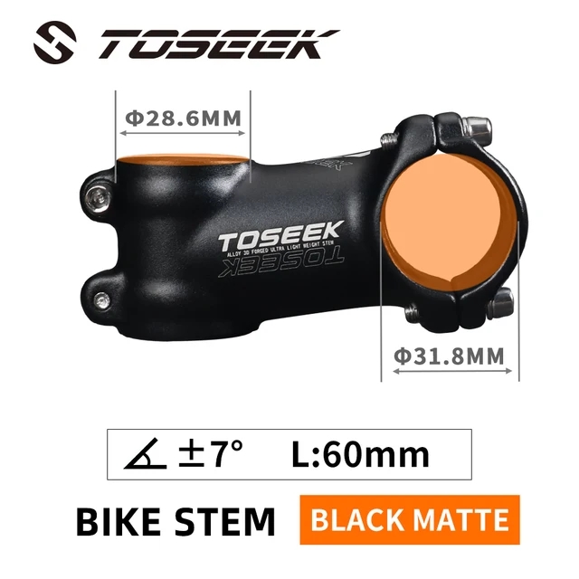 TOSEEK Ultralight Aluminum Bike Handlebar Stem 6° 7° 17° 25° Degree Mtb Stem 35mm-120mm Power Mtb 31.8mm Mountain Bicycle Stem: light yellow