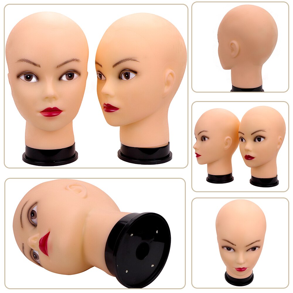Tête de Mannequin chauve pour femme, sans cheveux, pour la coiffure, la fabrication et l&#39;affichage des perruques, avec support,