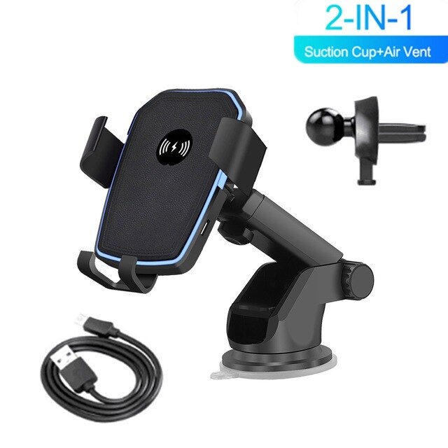 FDGAO Qi Car Wireless Charger for IPhone 12 11 X XS XR 8 Fast Wireless Charging Mount for Samsung S10 S20 S21 Car Phone Holder: 2 IN 1