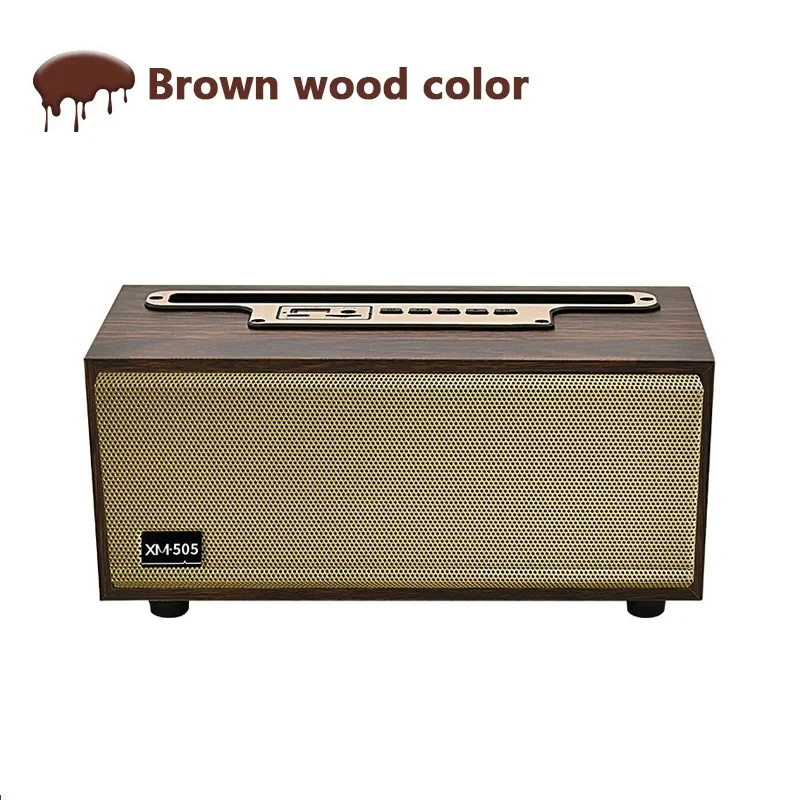 Multifuncional Retro De Madeira Bluetooth Speaker, Subwoofer Sem Fio, Sistema de Som Remoto, Suporte Do Telefone Móvel, Desktop Portátil FM: De madeira