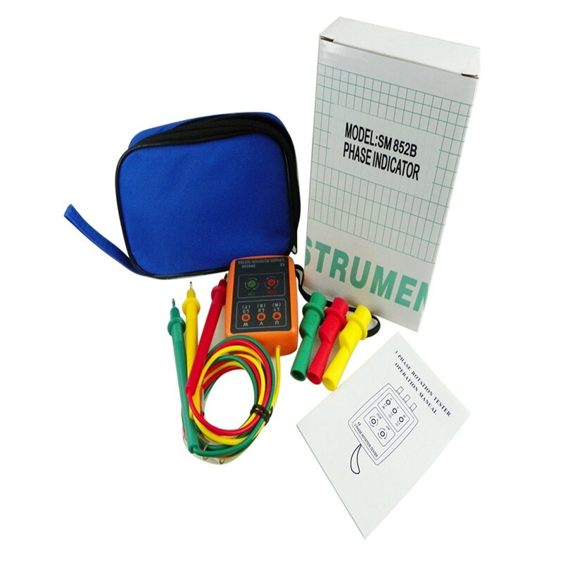 3 fase Rotatie Tester Digitale Fase Indicator Detector LED + Buzzer SM852B Fasevolgorde Meter 60V ~ 600V AC Drie Fase