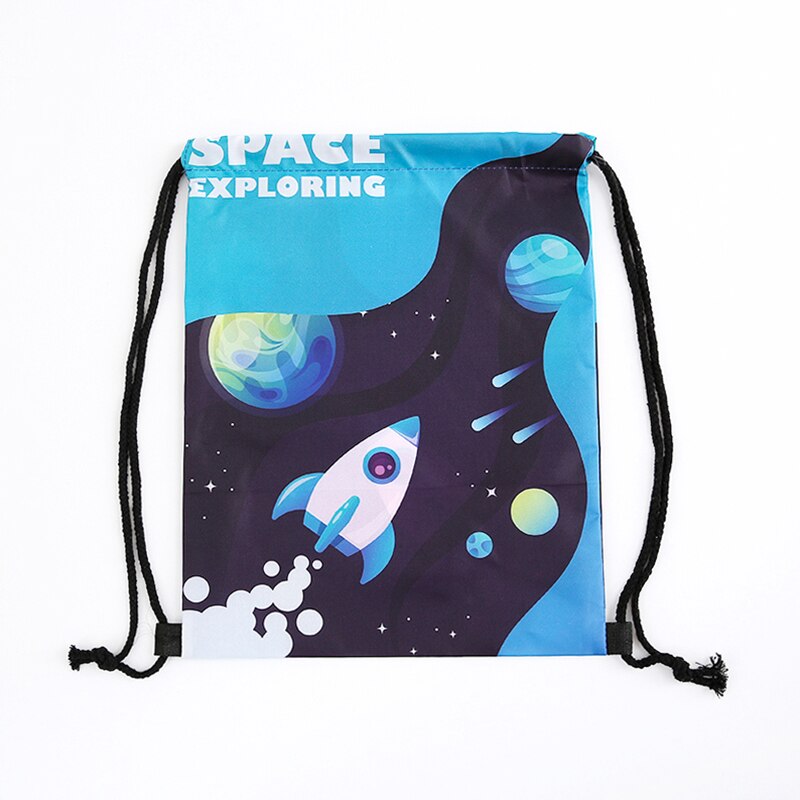 Sac à dos à cordon de serrage, imprimé, voyage, souple, pour homme, unisexe, pour femme, sac à bandoulière, sac à dos à lettres, bleu