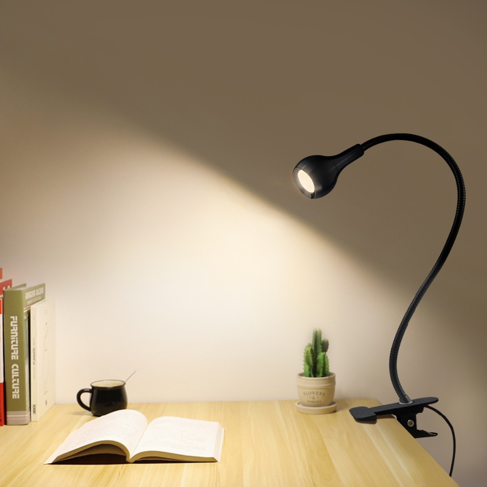 Usb power clip holder led bog lys skrivebordslampe 1w fleksibel seng læsebog lys bordlampe til studieværelset soveværelse stue