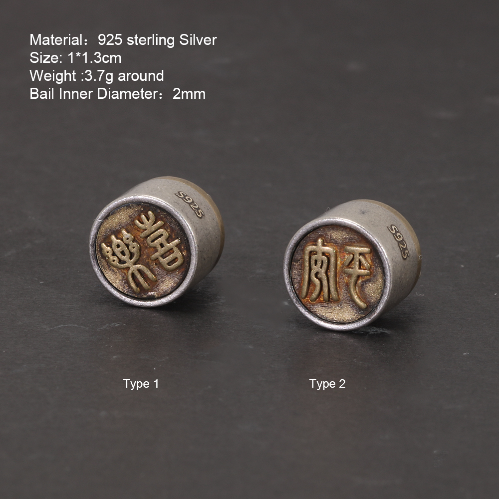 925 stempelanheng i sterlingsølv for menn og kvinner, velsignelse av lykke, retro matt, åpningsbar eske, smykker