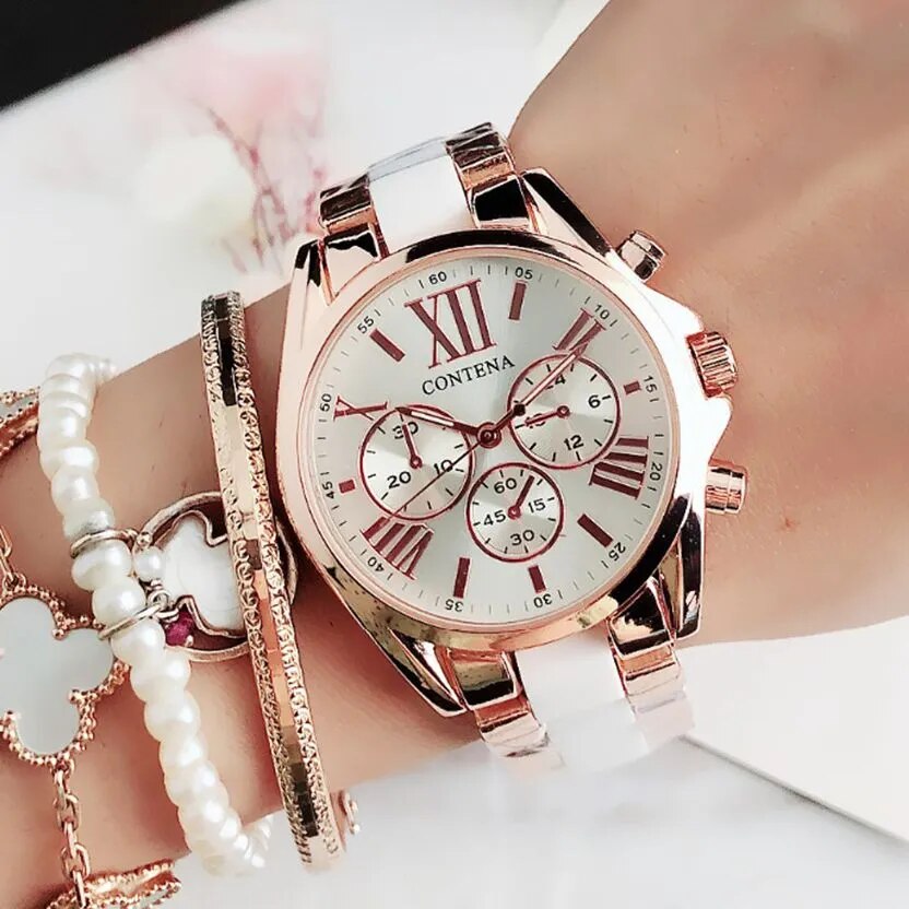 Relojes de lujo de superior para mujer, pulsera de acero creativa de , relojes de mujer, pulsera de cuarzo para mujer