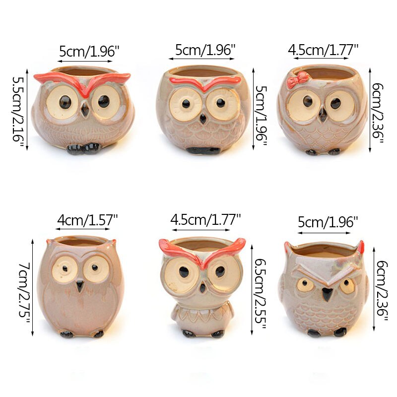 maison jardin décoration en céramique fleur Pos mignon hibou Miniature modèle Succulent Pot de fleur planteur décorations de bureau