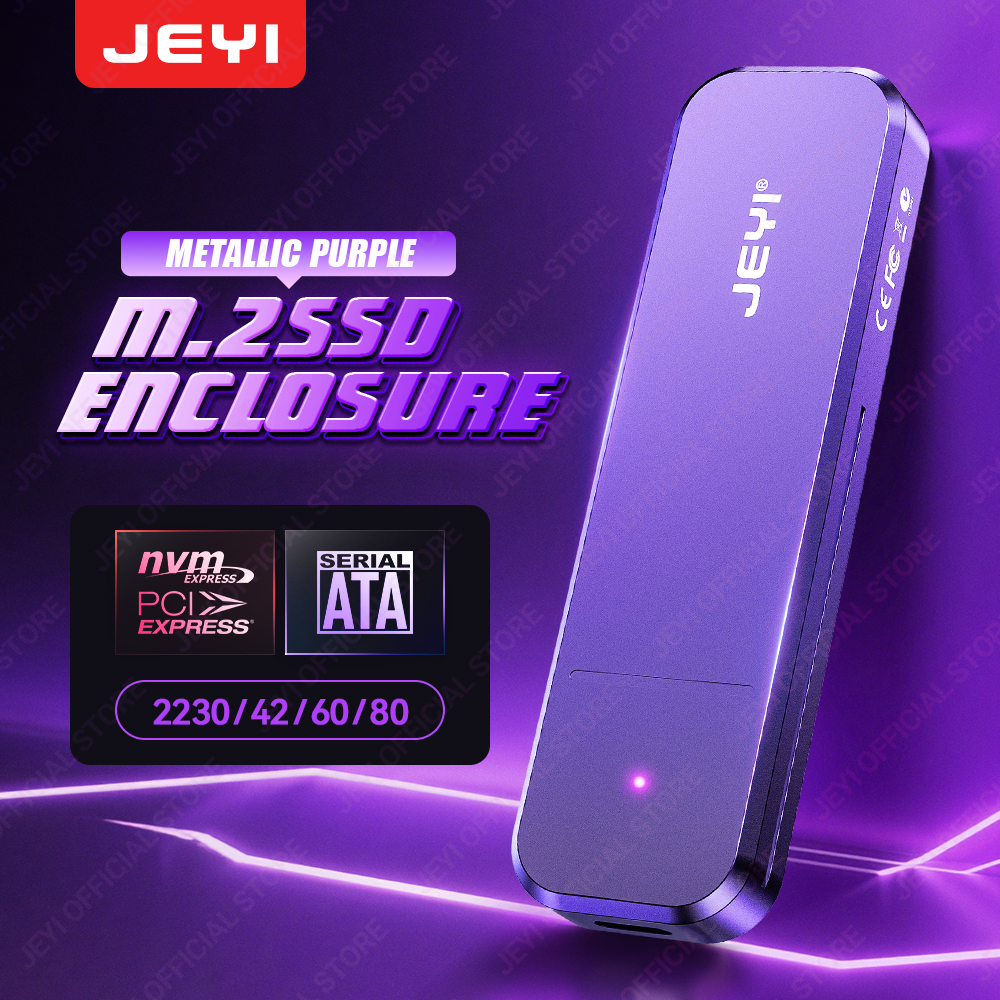 JEYI M.2 SSD Aluminum Enclosure with NVMe/SATA Dual-Protocol support | USB 3.2 10Gbps|Supports 2230/42/60/80 SSDs | UASP+TRIM