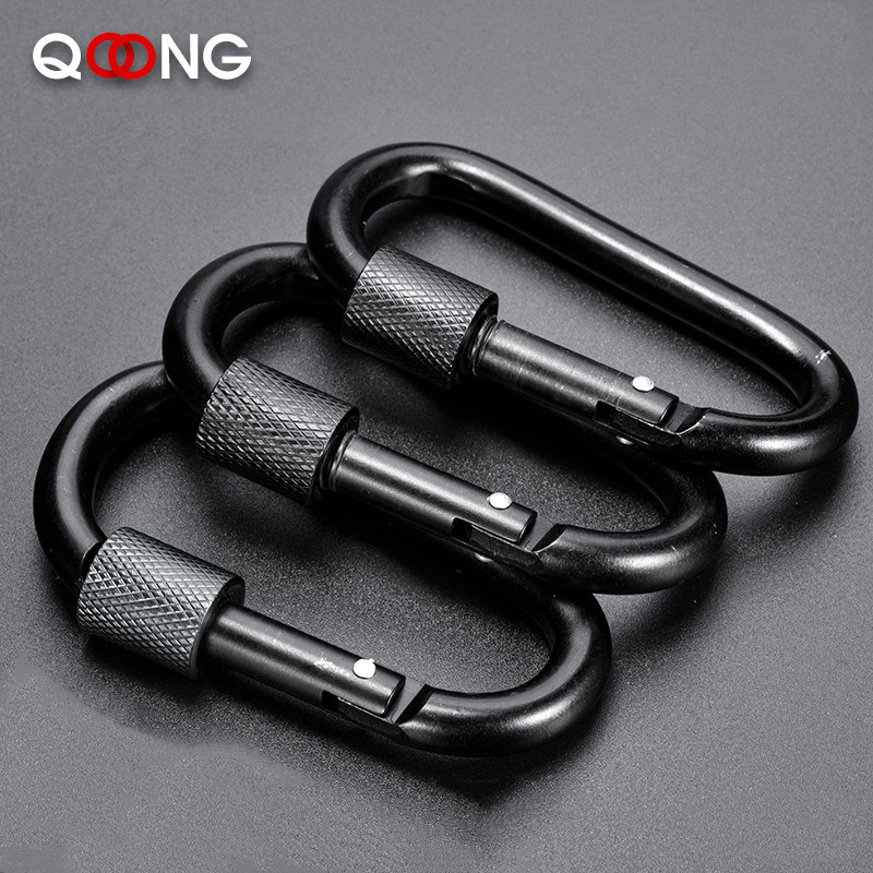 3 Pcs Clip Outdoor Buckle Keychain Screw Hang Quickdraw Carabiner Climb Camp Survive Hike D Ring Snap Hook Clasp Key Chain Ring