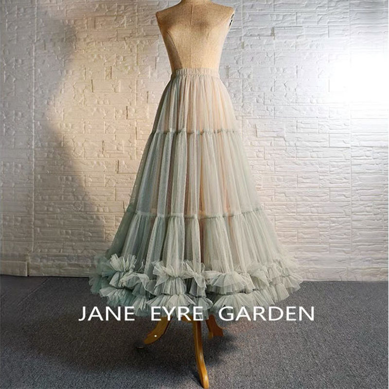 Falda de tul de línea a para mujer adulta, enagua de dama de honor, tutú para mujer, faldas de tutú en capas hasta la rodilla, Falda plisada de línea a