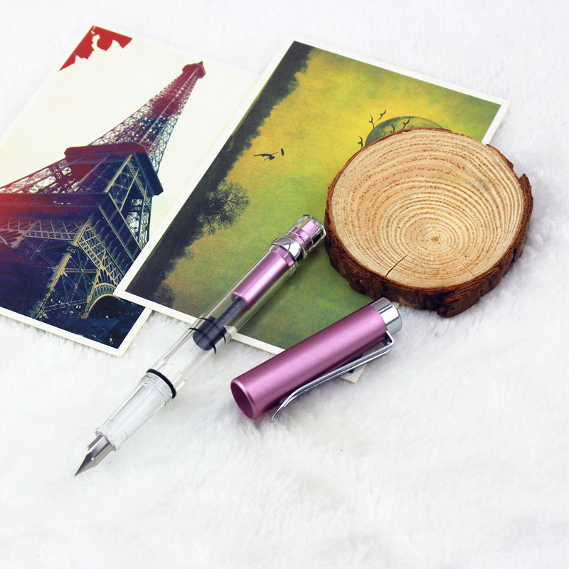 WING SUNG 3008 0.5mm Transparent Fountain Pen 9 Color Pick Fountain Pens Writing Portable Caneta Office School Supplies: E / 0.38mm