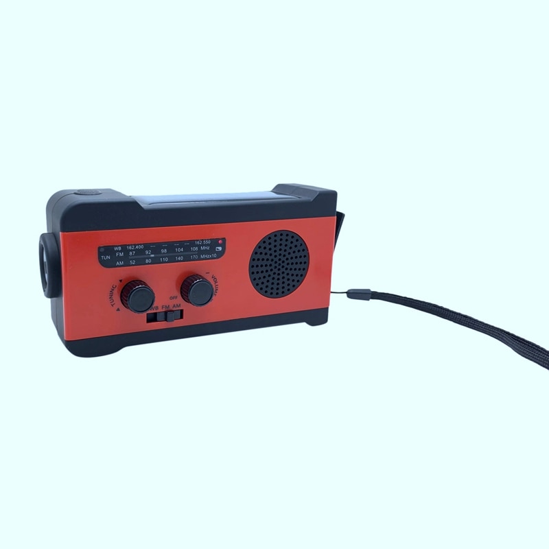 Portable AM FM Emergency Hand Crank Solar Radio with 2000MAh Power Bank LED Light SOS Alarm for Camping Outdoor: Default Title