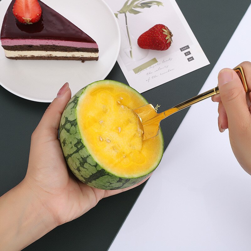 Retro Watermelon Shovel Coffee Spoon Stainless Steel Dessert Spoon Ice Cream Spoon Tip Flat Shovel for Christmas