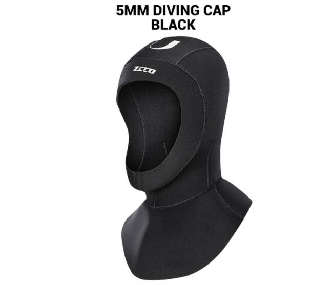 Gorro de buceo de 5MM y 3MM, equipo subacuático de neopreno, sombreros de buceo para Windsurf y piscina: H52 5MM Black / L