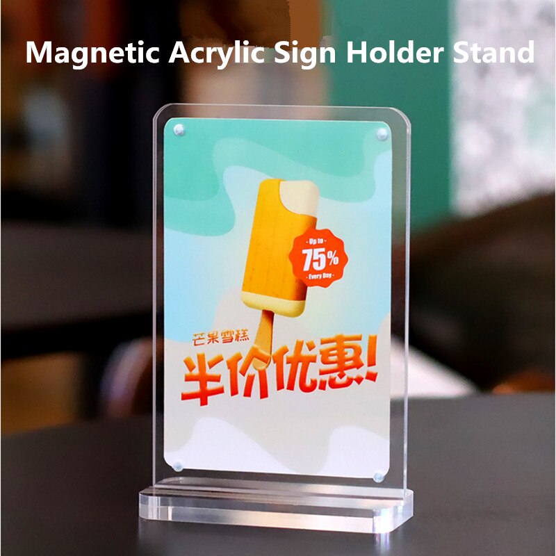 A6 bordplade akryl menu display stativ foto plakat ramme magnetisk menu papir skilt holder counter display stand