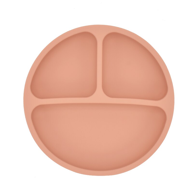 Assiette à manger en Silicone pour bébé, solide, mignon, dessin animé, vaisselle de pour bébé, formation, vaisselle, bol d'alimentation pour enfants: Salmon pink