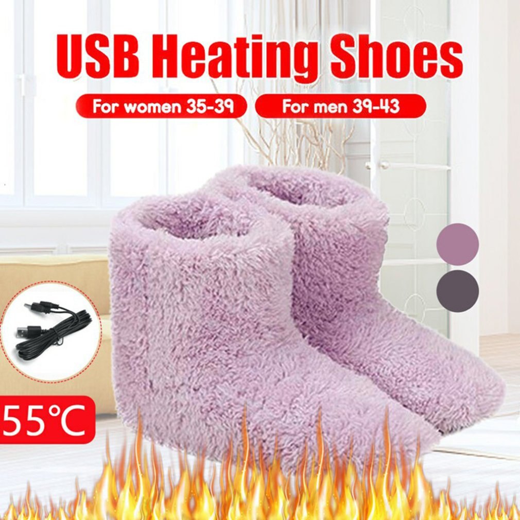 Elektrische Verwarmde Schoenen Comfortabele Pluche Voet Warmer Schoenen Wasbaar Usb Opladen Elektrische Verwarming Schoenen Winter Thermische Boot