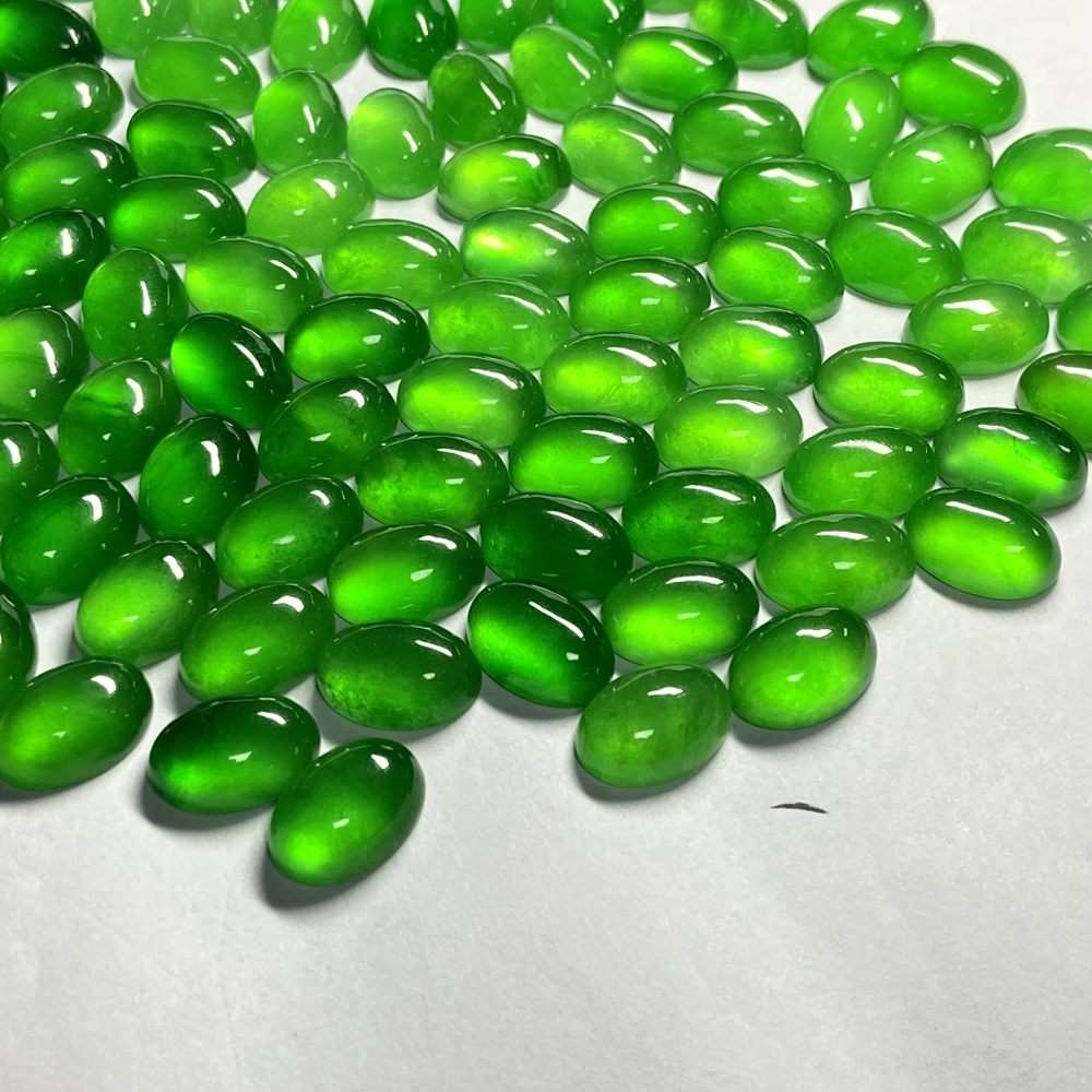 Meisidian Neue Farbe 5A Oval 10x14mm Cabochon Natürliche GrüNe Birma Jadeit Jade Stein Für Ring, Der