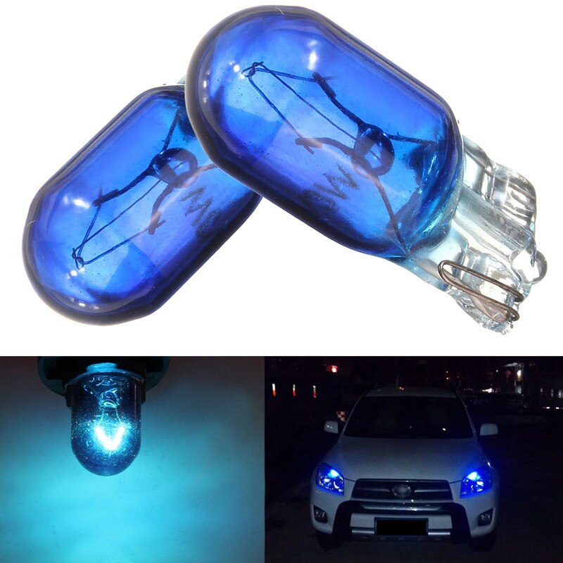 10pcs/lot T10 W5W 168 194 5000K 5W Blue Halogen Globe Front Parking Light Headlight Bulb Glass Wedge Base DC 12V