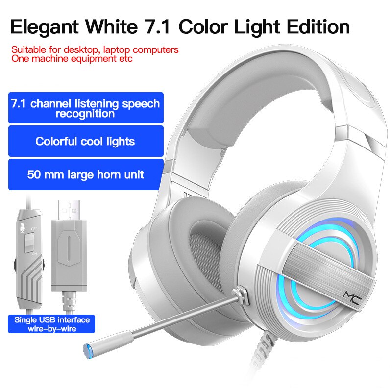 Wired Headset Gamer Oortelefoon Voor Pc PS4 Xbox One Headsets 7.1 Surround Sound Met Hd Microfoon Gaming Overear Laptop gamer: 08