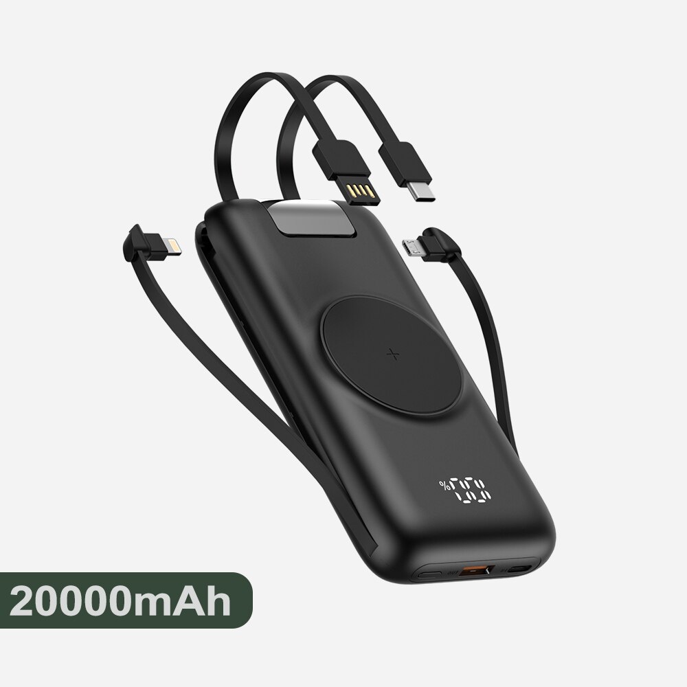 22.5W Wired Super Fast Charger 10000/20000mAh Power Bank PD+15W Wireless Charger for iPhone Samsung Xiaomi QC3.0 Quick charger: 20000mAh