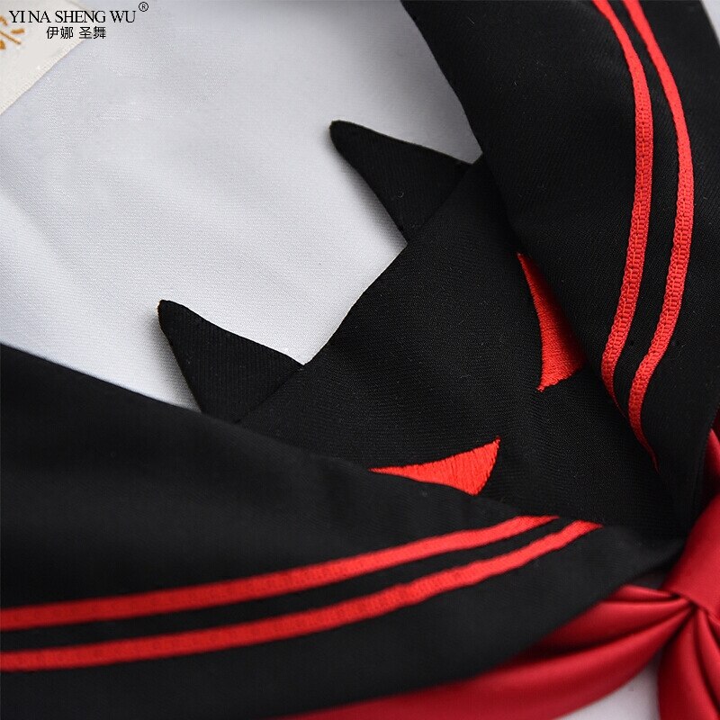 Japanese School JK Uniform For High School Girls Dark Devil Embroidery Sailor Suit Pleated Skirts Novelty JK Uniforms