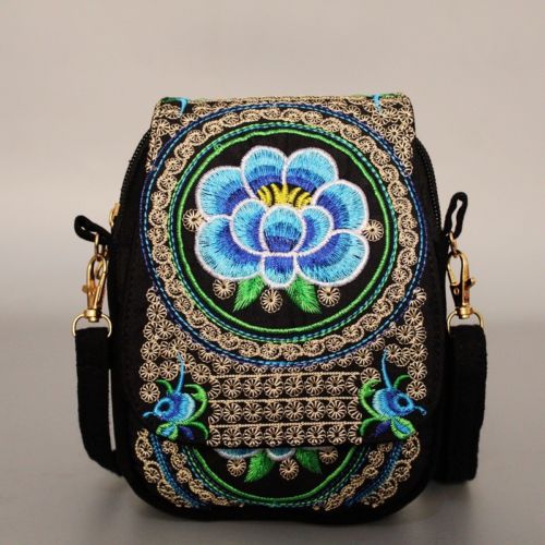 Bloemen Geborduurde Vrouwen Chinese Stijl Schoudertas Messenger Crossbody Bag Lady's Purse Bag