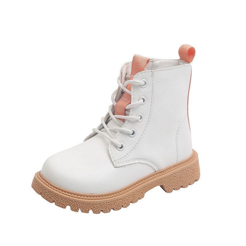 Primavera outono crianças botas de couro do plutônio martin botas para meninas do menino moda alta superior tênis crianças sapatos casuais preto bege 2.5