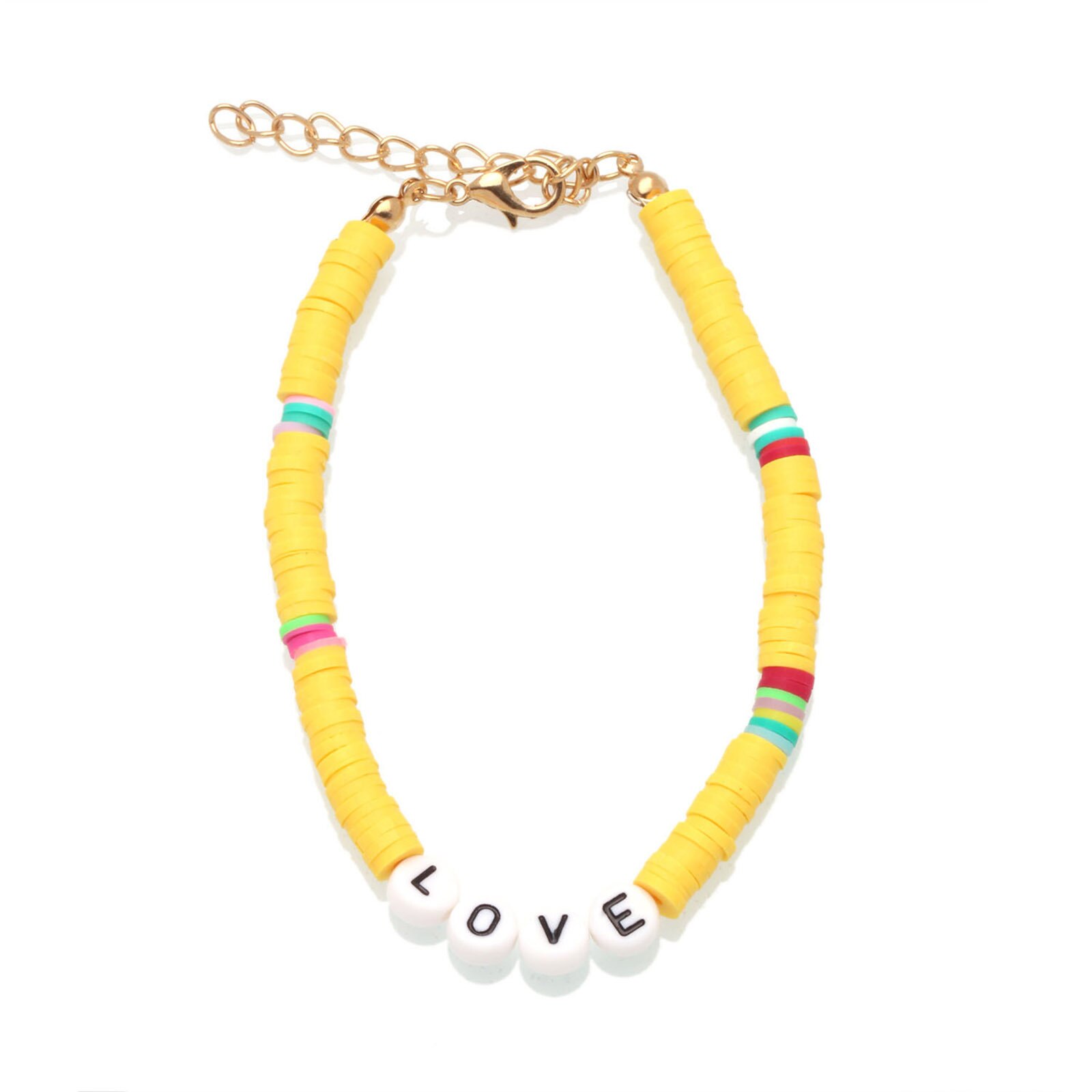 1 stück Böhmen Sommer Bunte Tonne mit buchstaben &quot;LIEBE&quot; Knöchel Für Frauen Boho Ozean Barfuß Strand Auf Bein Armbinde Weibliche Sandalen: 4