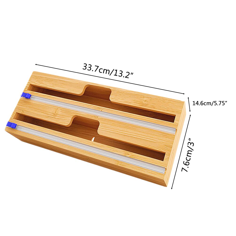 Plastic Wrap Dispenser Food Aluminum Foil Cling Film Cutter Sliding Cut Wood Storage Organizer Holder Kitchen Tool Accessories